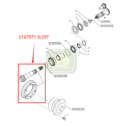 Ön aks şanzımanının parçaları 9/29T 5167971 Traktör için Bevel Gear