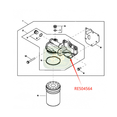 Motor Sistemi RE504564 R502505  traktörleri için yağ filtresi kafası