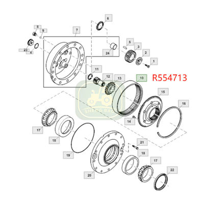 Tractor için ön aksı değiştirme 70T R554713 Ring Gear