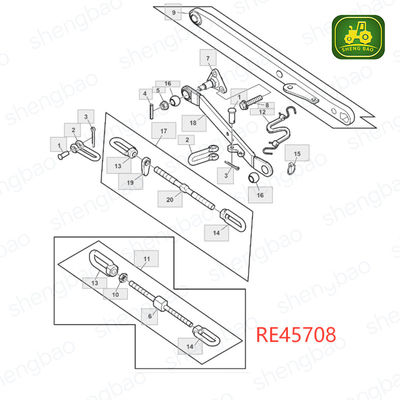 Üç Nokta Bağlantı Parçaları RE45708 SJ24944 Salınım Zinciri Traktör İçin
